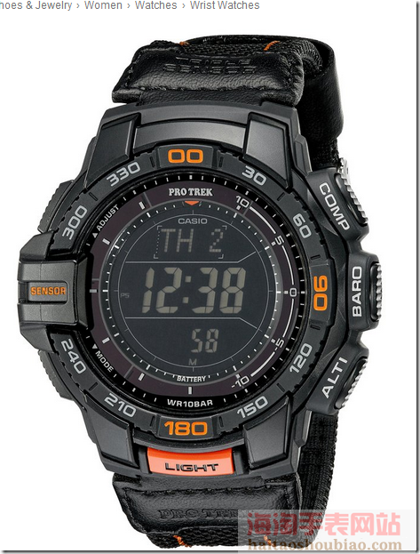 CASIO 卡西欧 PRO TREK Aviator PRG-270B-1CR 男款太阳能登山表$109.85