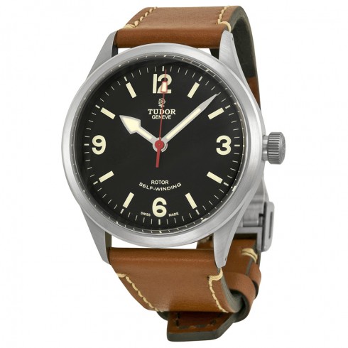 Tudor Heritage Ranger Automatic Black Dial Brown Leather Men's Watch 79910-BKASBRLS